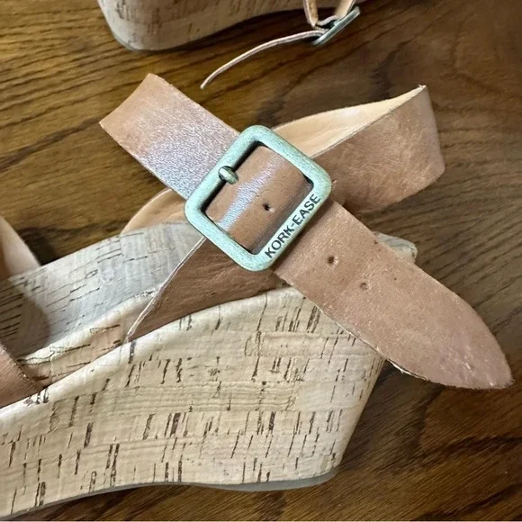 KorkEase Ava Sandals Platform Wedges Cork Tan Brown Heeled Sandal Camel Size 10 - Picture 4 of 8